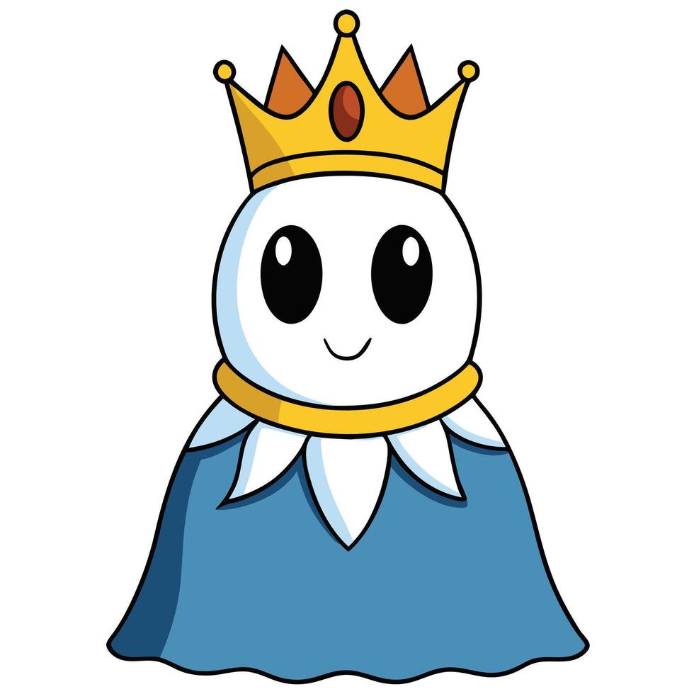 Cute cartoon character with crown and blue cloak design illustration vector