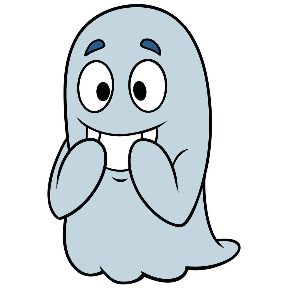 Cute friendly cartoon ghost character with big eyes and a toothy grin vector