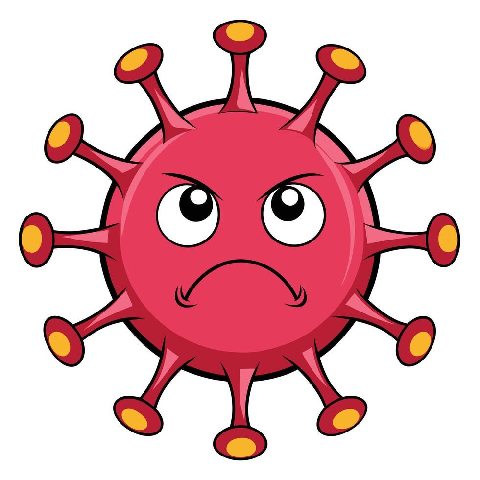 Cartoon coronavirus illustration angry virus expression isolated on white background vector