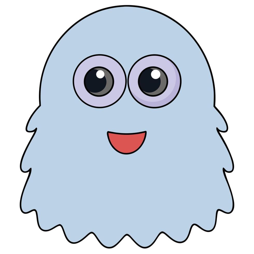 Cute cartoon ghost character with googly eyes and a smiling face vector