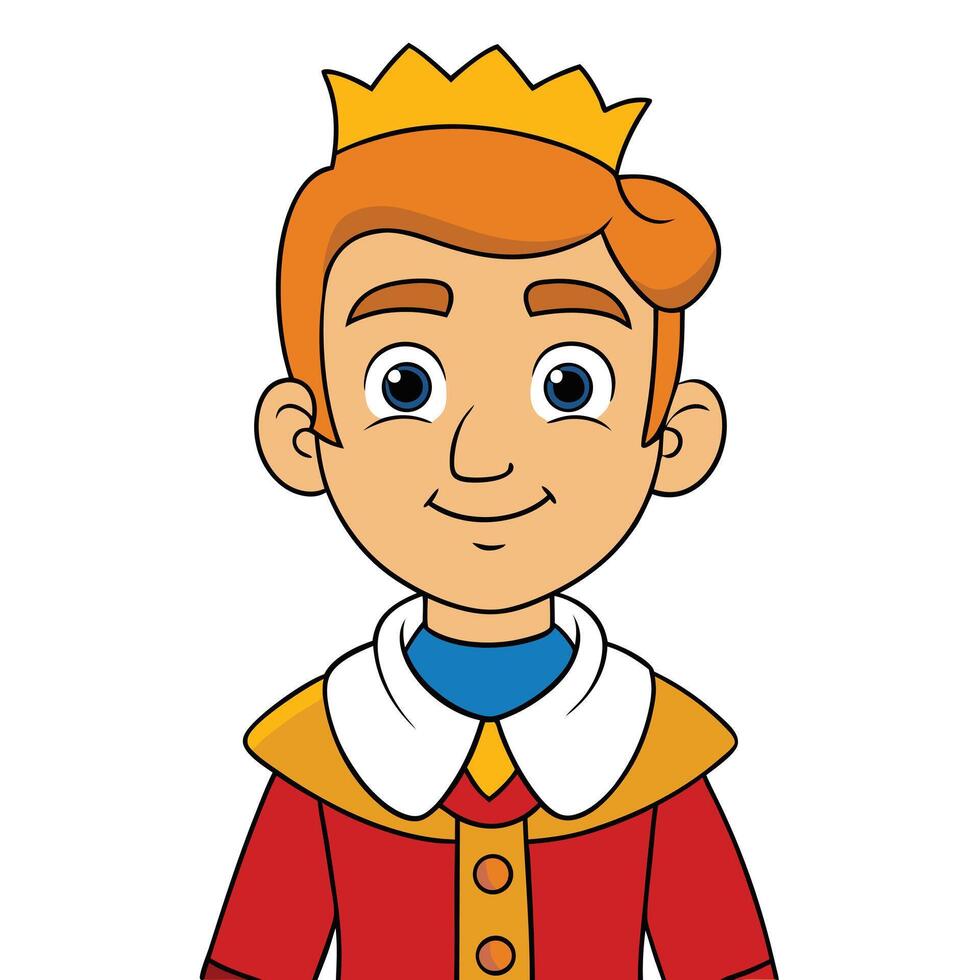 Cartoon illustration of a young prince with a crown and red outfit vector