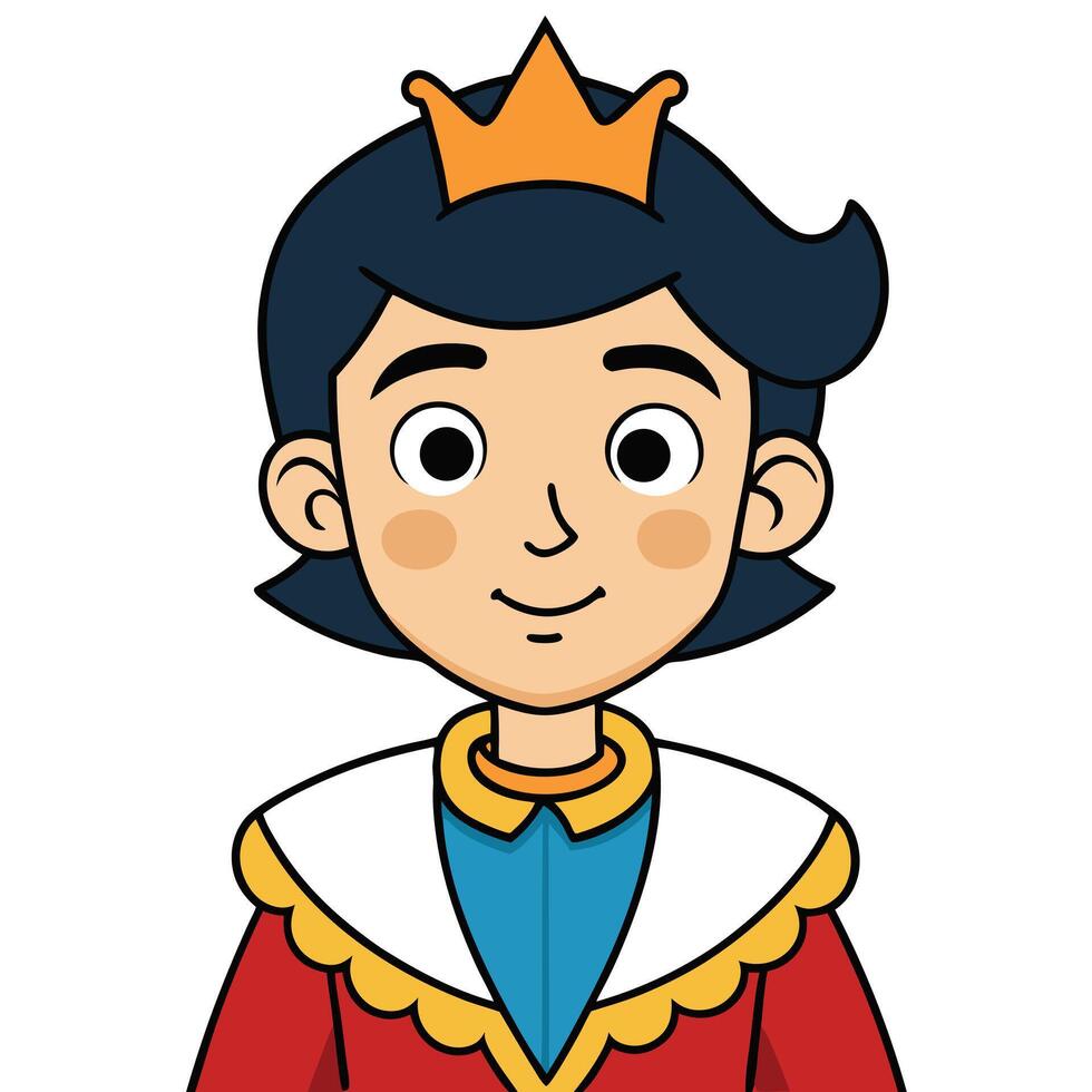 Cute cartoon illustration of a boy prince with golden crown and robe vector