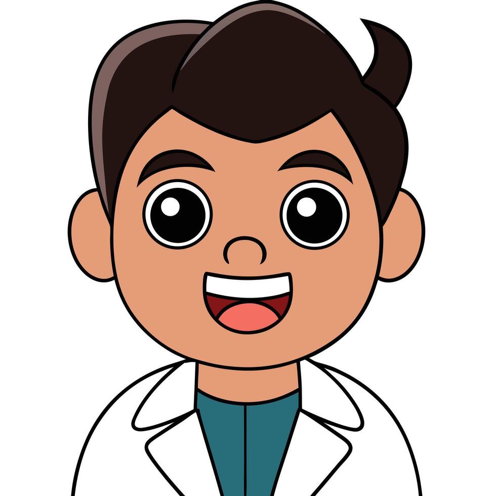 Cartoon character of a smiling medical professional wearing a white lab coat vector