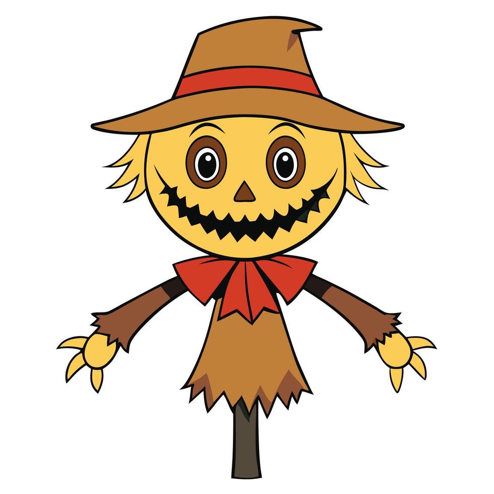 Cute cartoon scarecrow illustration perfect for fall and halloween designs vector