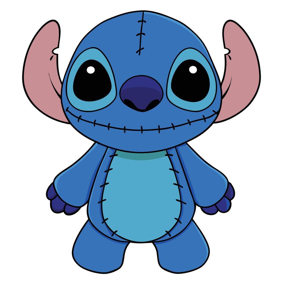 Cute cartoon alien illustration lilo and stitch character design isolated vector
