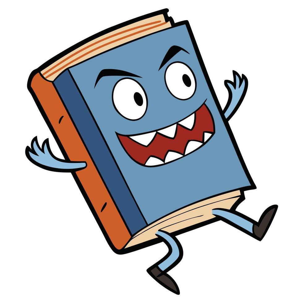 Cartoon character book with an angry expression for educational content vector