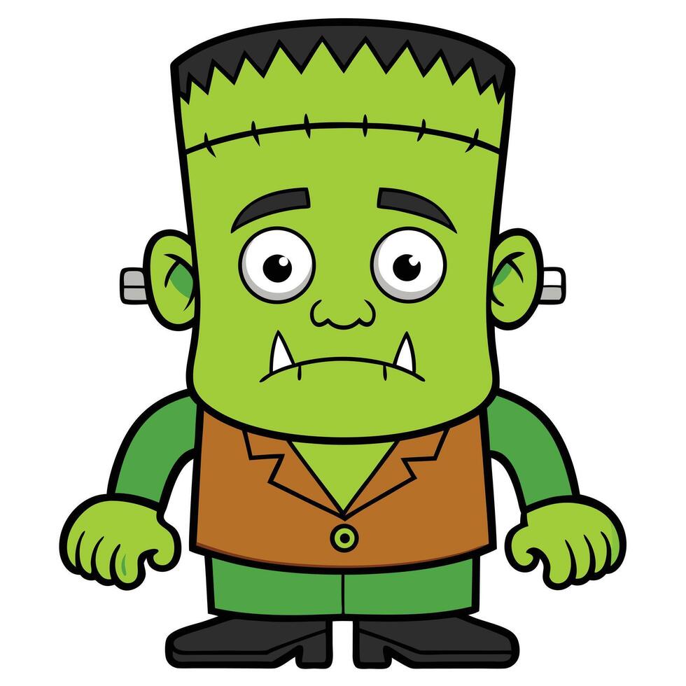 Cute cartoon frankenstein monster character for halloween themed illustrations and designs vector