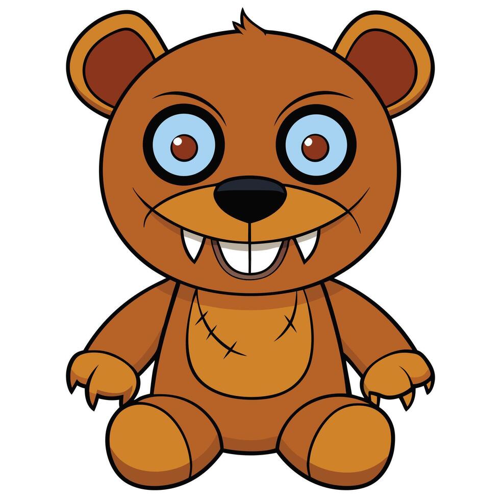 Spooky brown teddy bear cartoon illustration for halloween character design vector