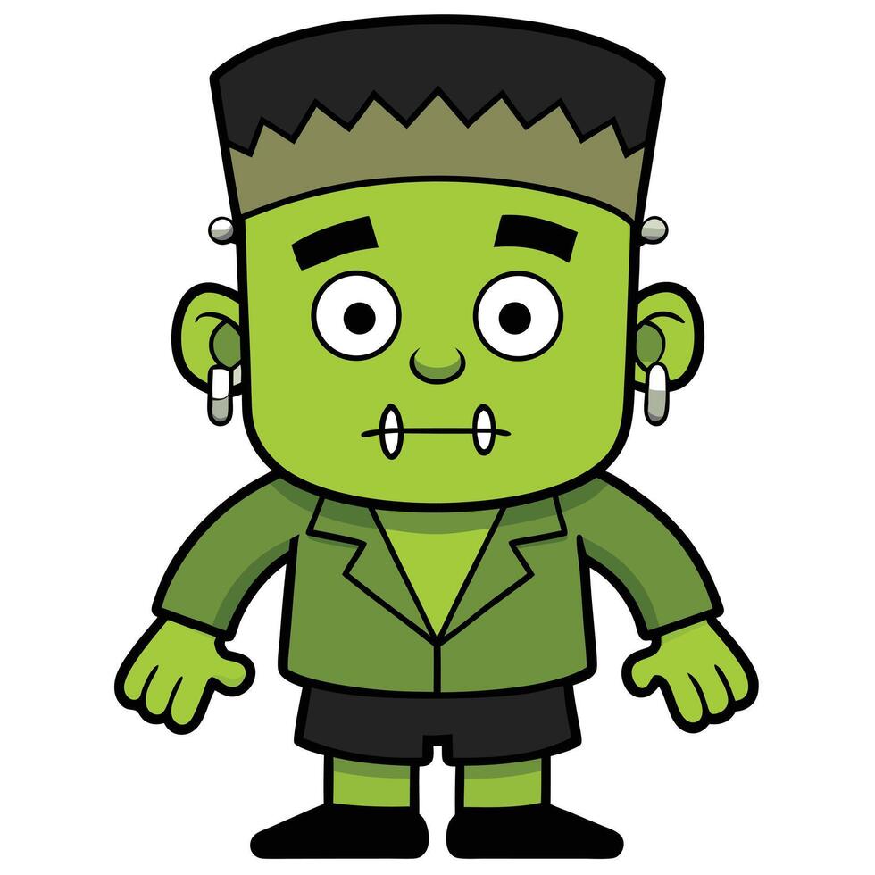 Cartoon frankenstein character illustration isolated on white for halloween decorations vector