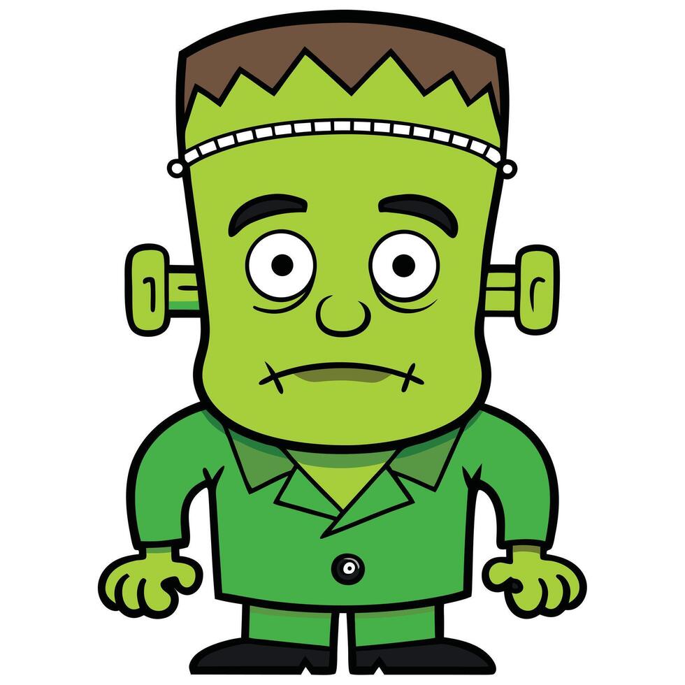 Cartoon frankenstein character illustration for halloween themed design and decoration vector