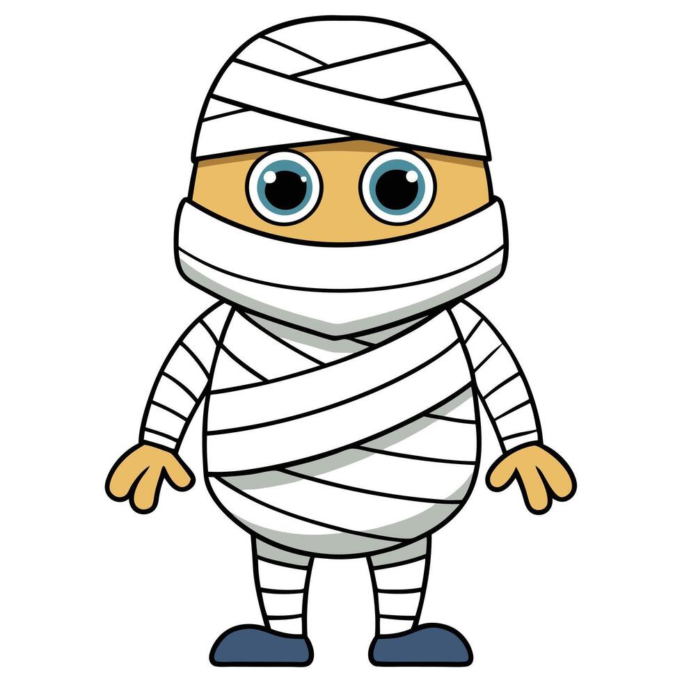 Cute cartoon mummy character illustration for halloween decoration and design vector