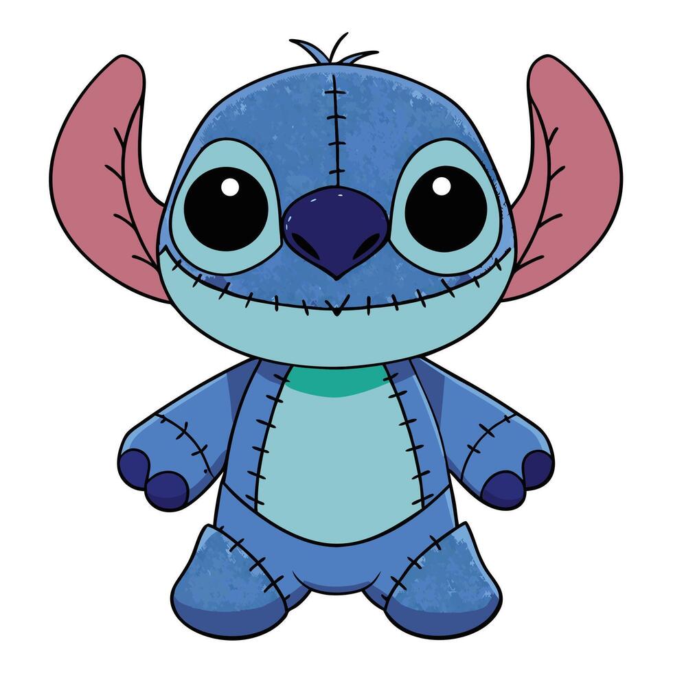 Cute cartoon alien character with stitches and large ears design vector