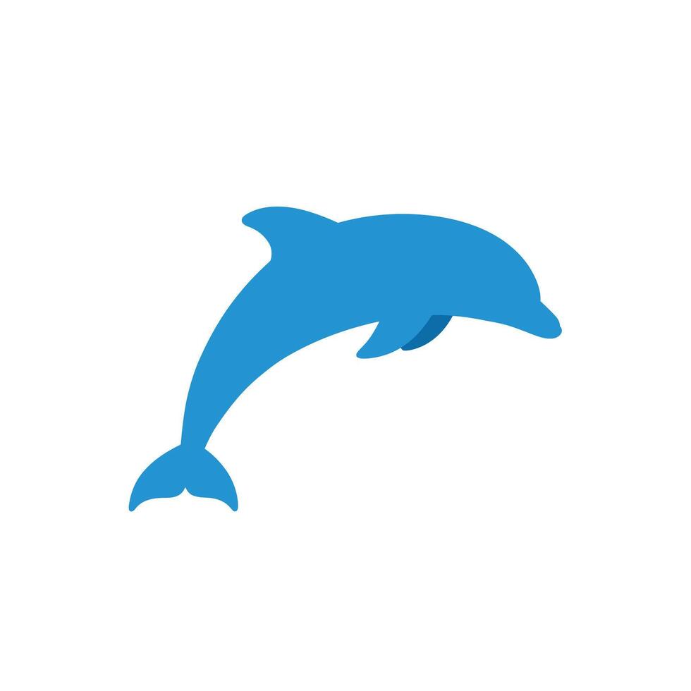 Blue dolphin jumping silhouette simple ocean animal illustration design vector