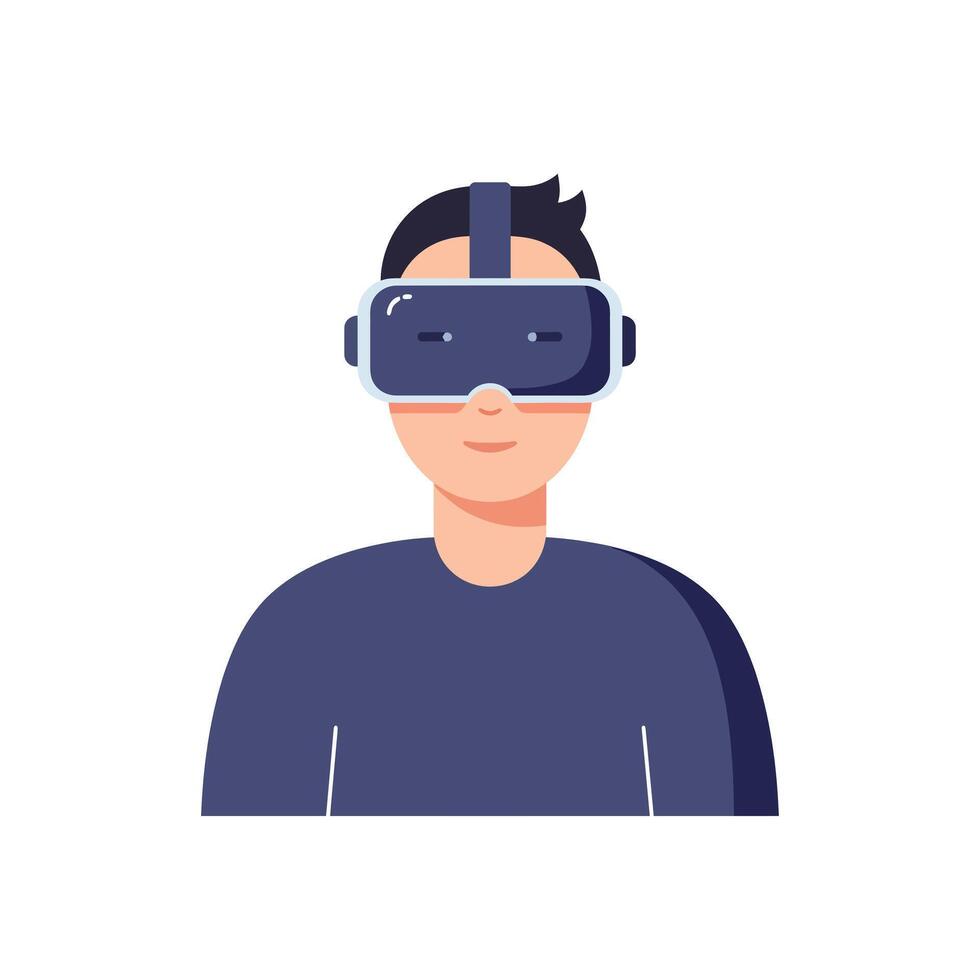 Man Wearing Virtual Reality Headset Immersed in Digital Experience Technology and Innovation Illustration vector