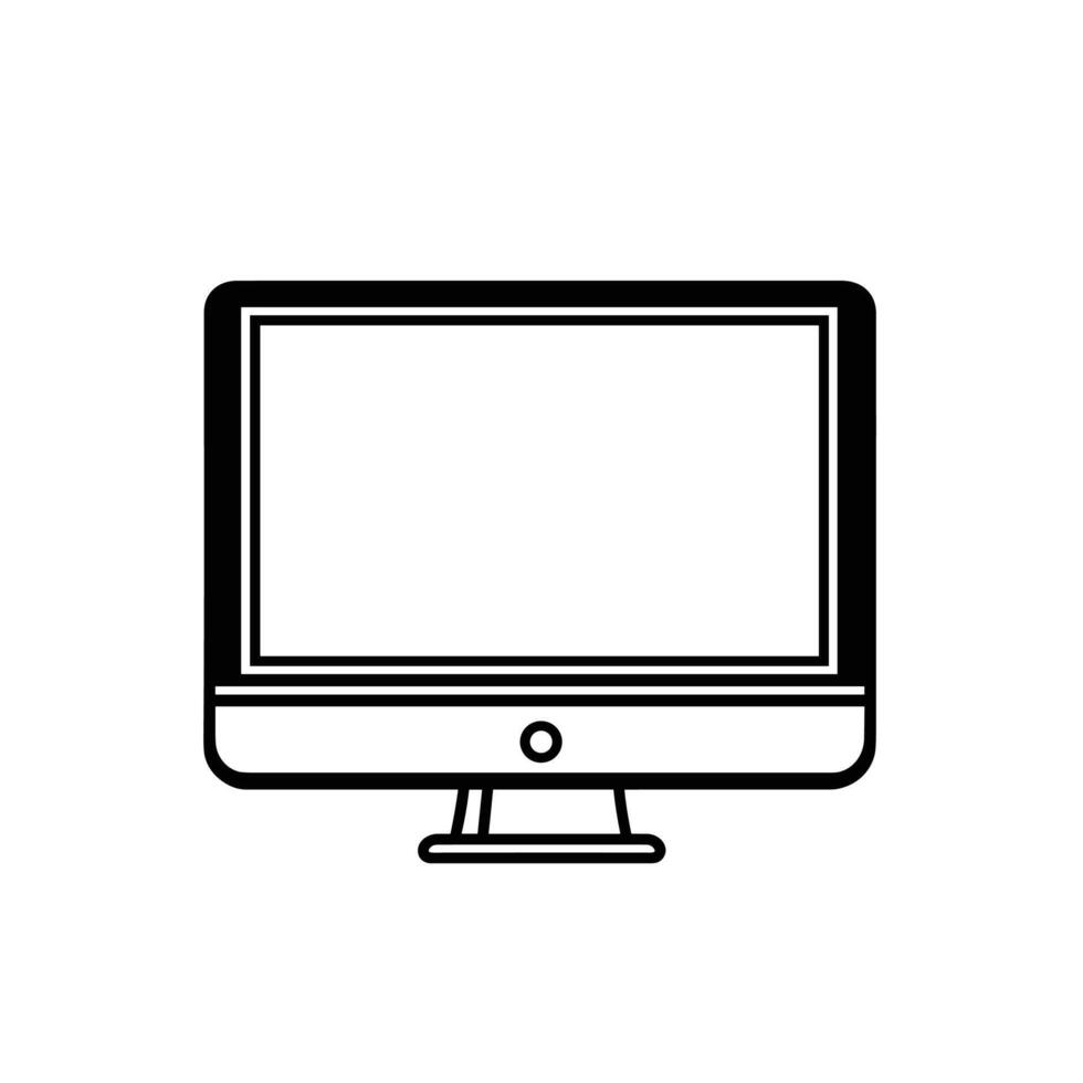 Flat Monitor Line Art Design Element with Clean Style vector