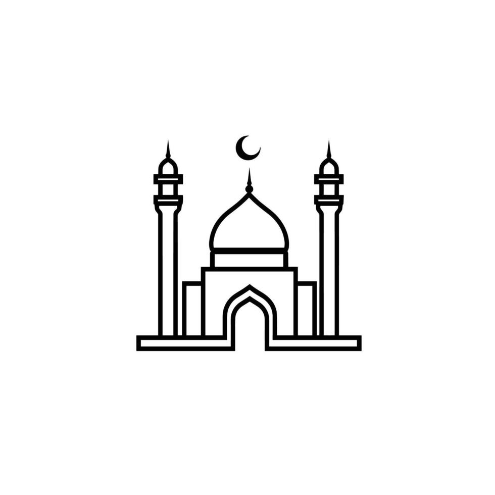 Modern Mosque Icon Line Graphic Template on White Background vector