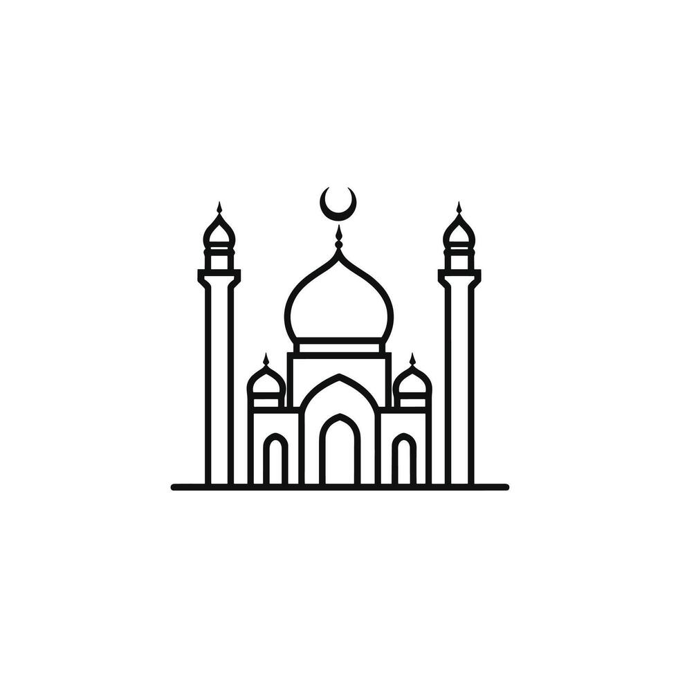 Hand-Drawn Mosque Icon Line Design Element with Clean Style vector