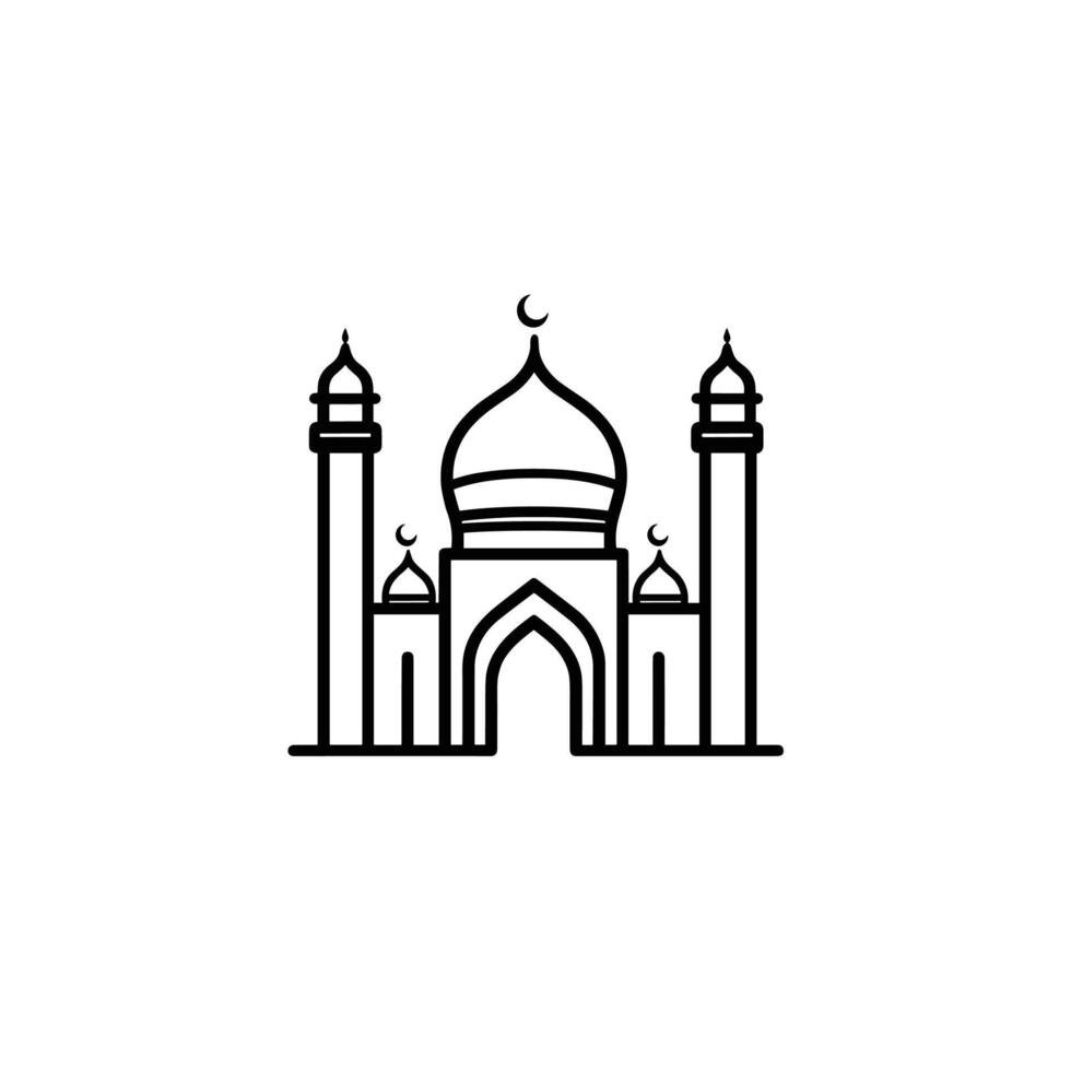 Minimalist Mosque Icon Line Design Element with Clean Style vector