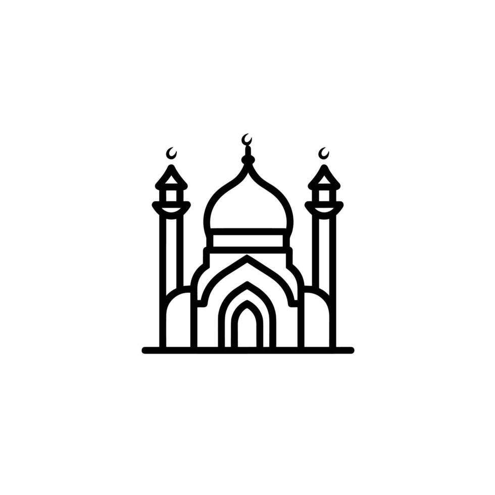 Realistic Mosque Icon Line Design Element on White Background vector
