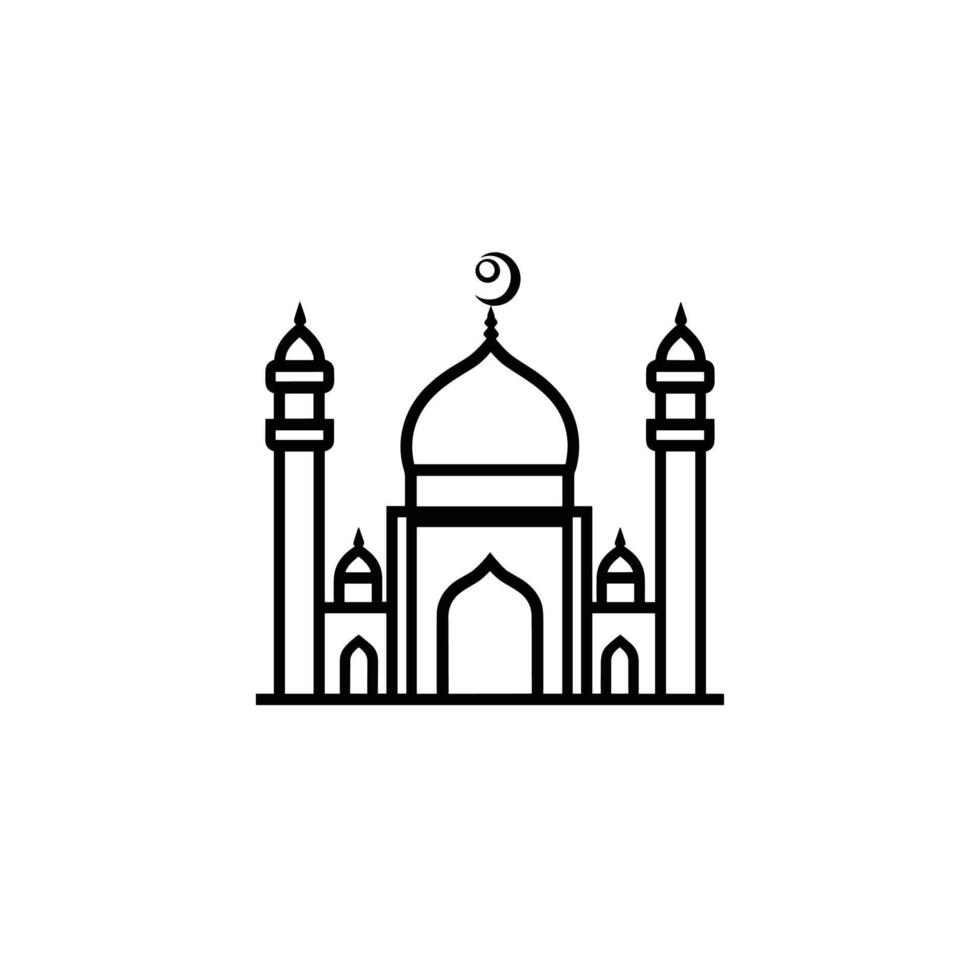 Realistic Mosque Icon Line Isolated Clipart with Clean Style vector