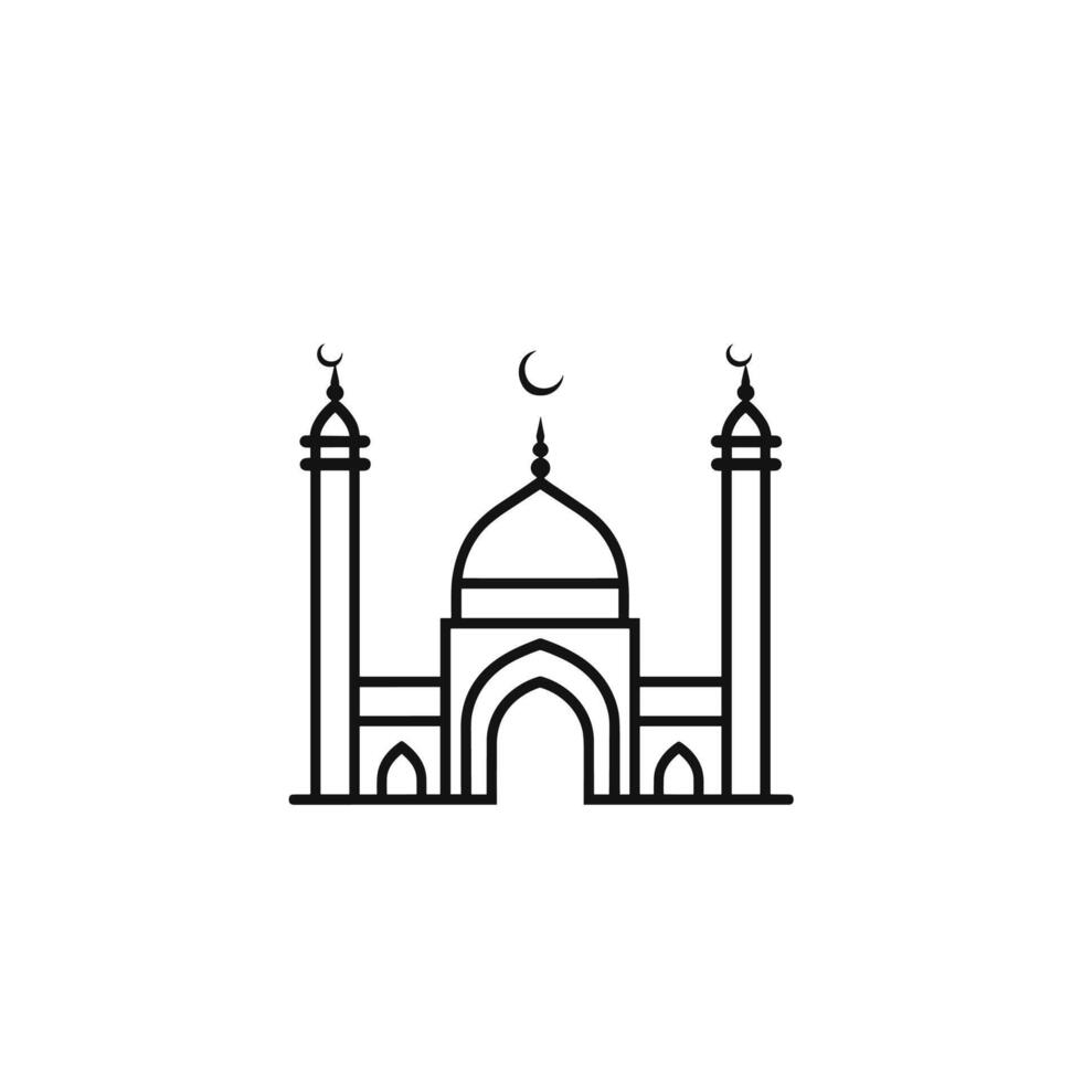Minimalist Mosque Icon Line Isolated Clipart for Branding vector