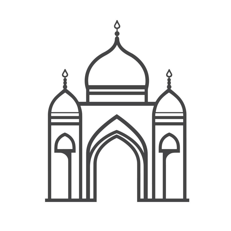 Hand-Drawn Mosque Icon Line Icon Set in HD Quality vector