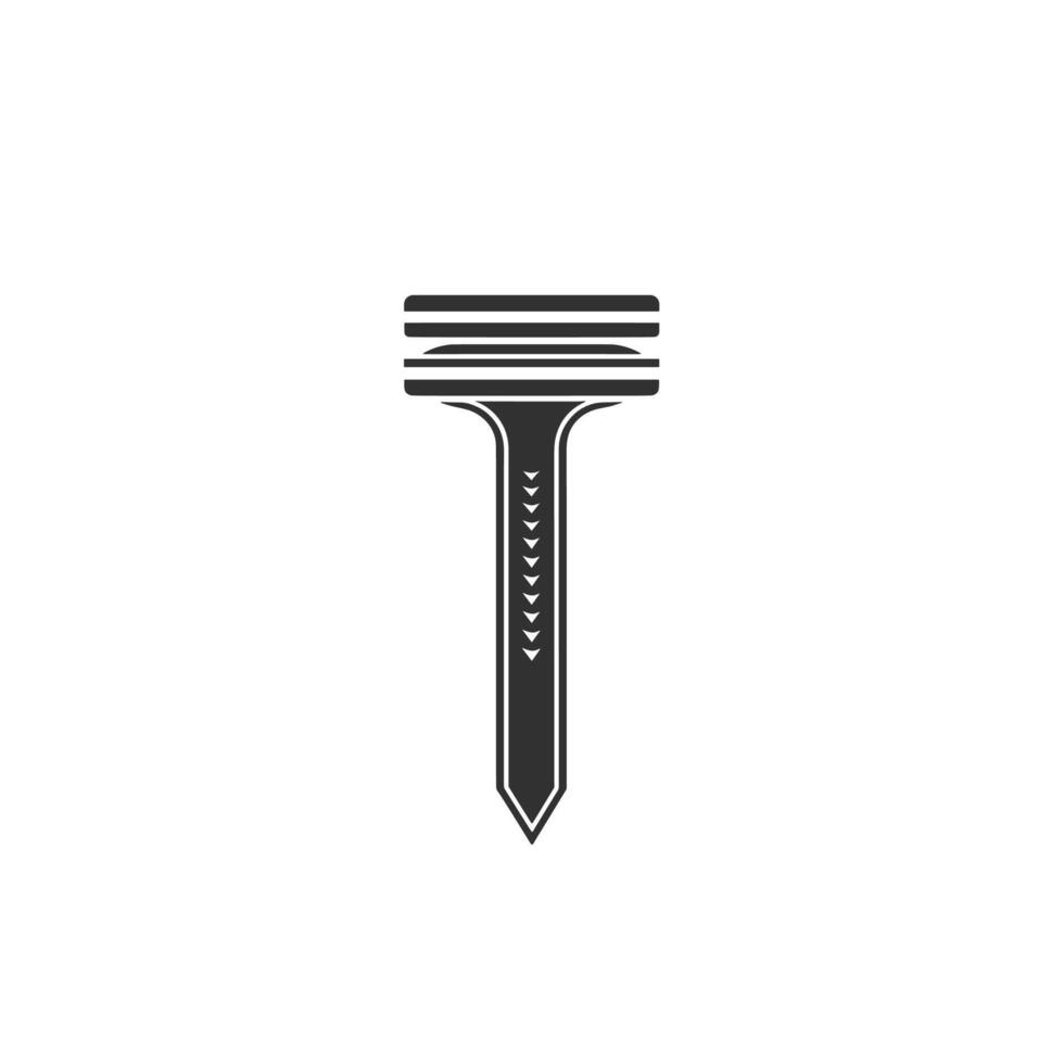 Hand-Drawn Razor Blade logogo Isolated Clipart with Subtle Texture vector