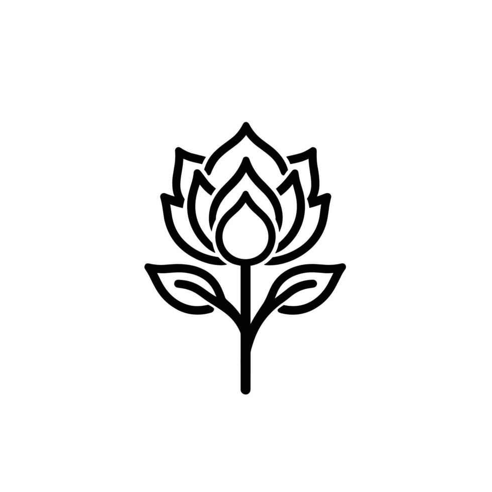 Minimalist Rose logogo Line Graphic Template with Clean Style vector