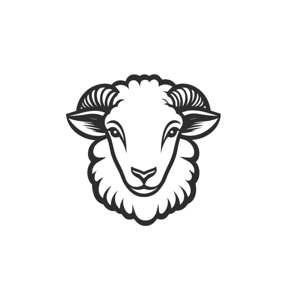 Minimalist Sheep Head logogo Graphic Template with Clean Style vector