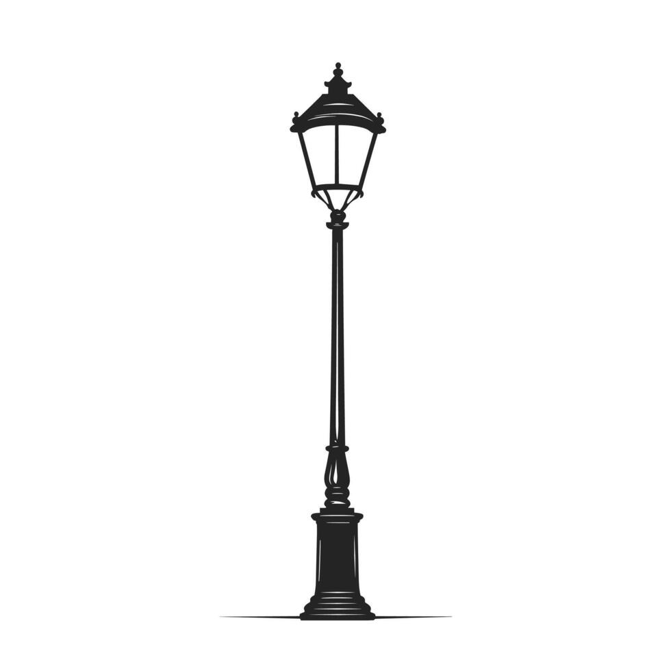 Elegant Street Lamp Line Design Element on White Background vector