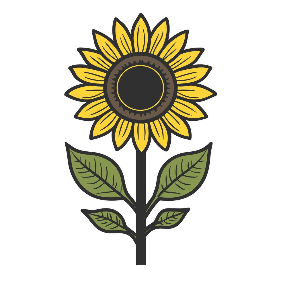 Hand-Drawn Sunflogower Icon Lin Illustration for Branding vector