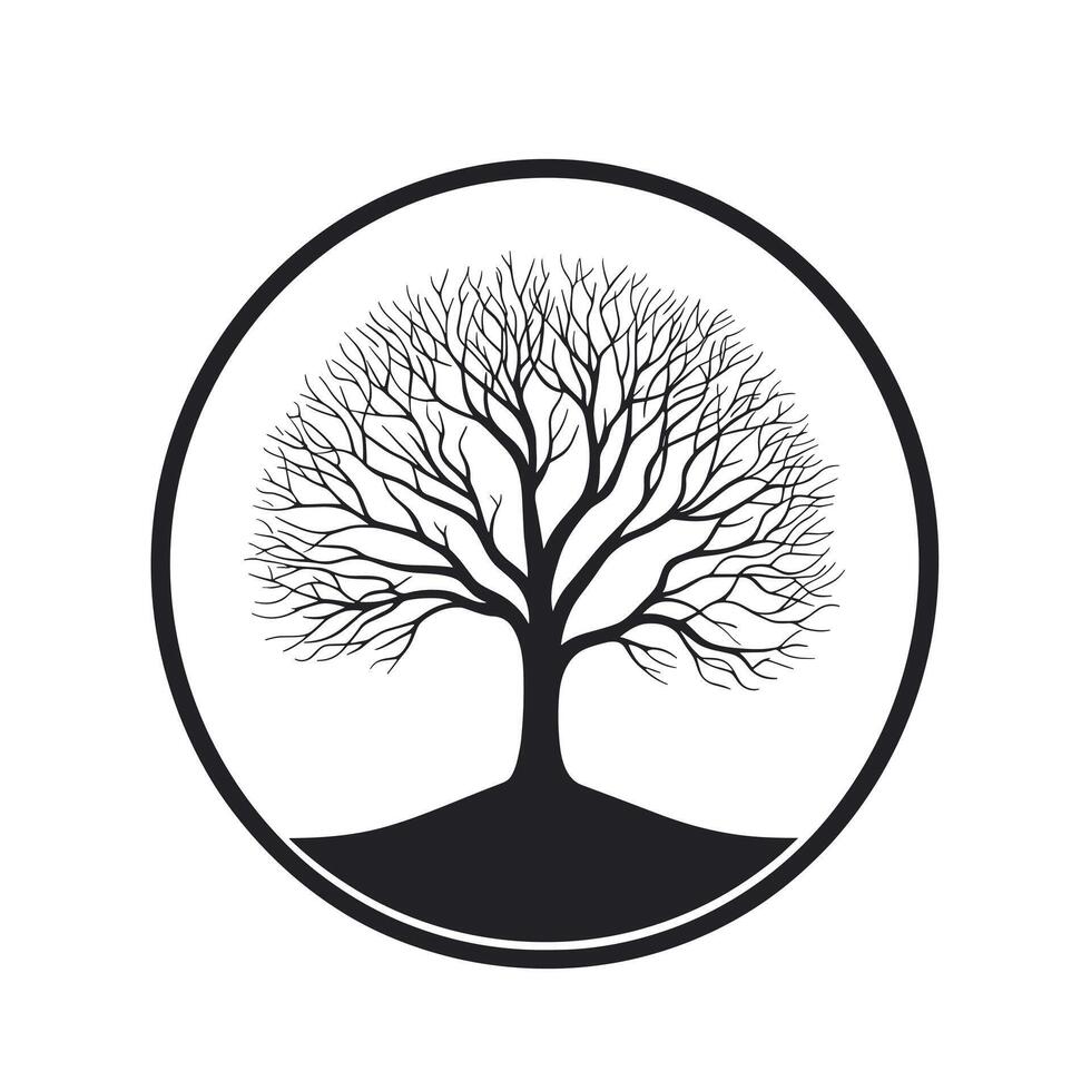 Creative Tree logogo Line Illustration with Subtle Texture vector