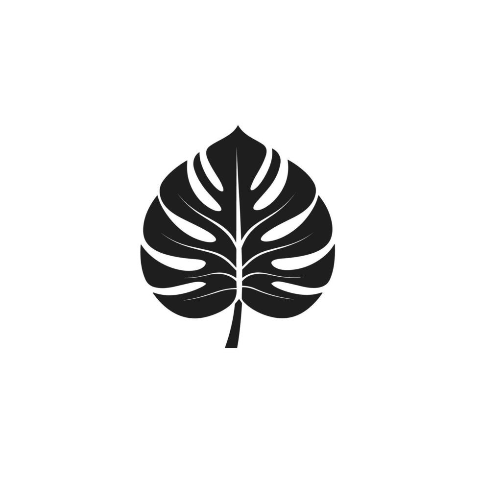 Flat Monstera Leaf logogo Isolated Clipart in HD Quality vector