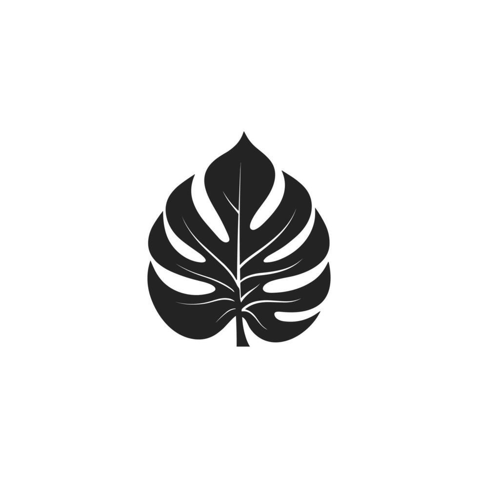 Soft Monstera Leaf logogo Design Element with Subtle Texture vector
