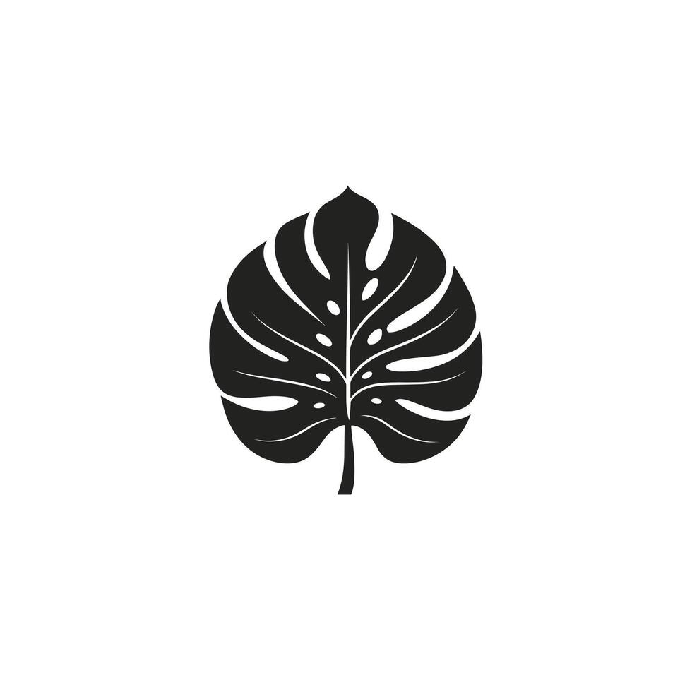 Soft Monstera Leaf logogo Graphic Template on White Background vector