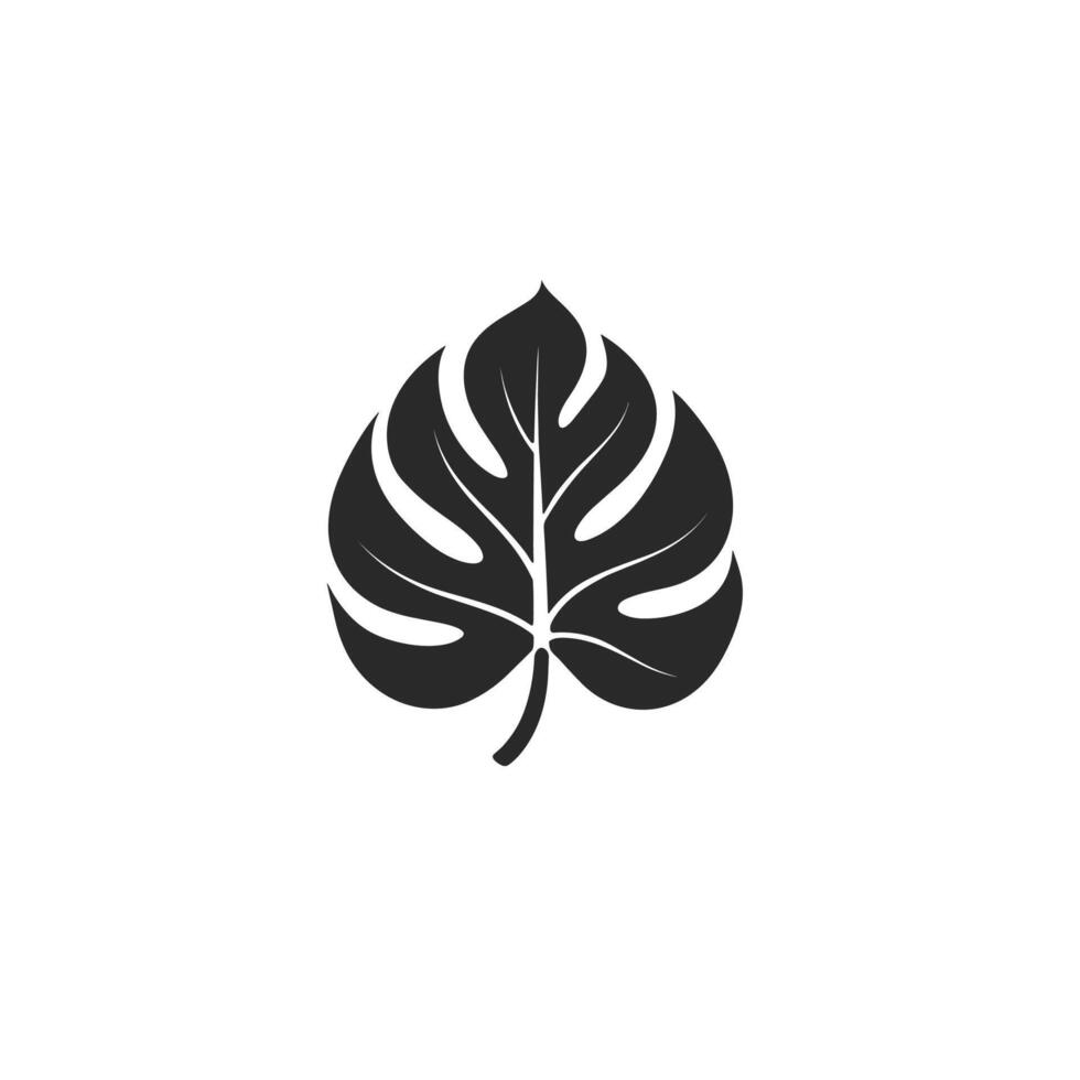 Soft Monstered Leaf logo Graphic Template on White Background vector