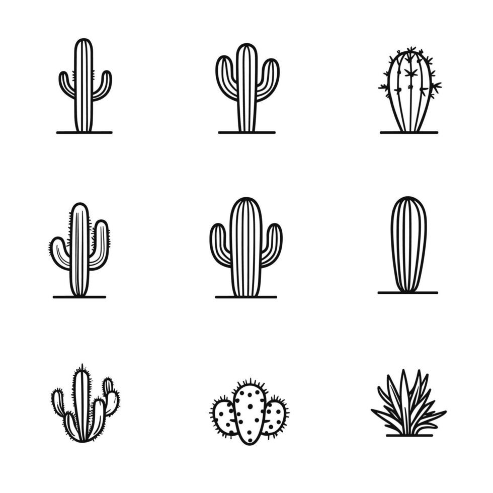 Elegant Of Cactus Design Element on White Background vector
