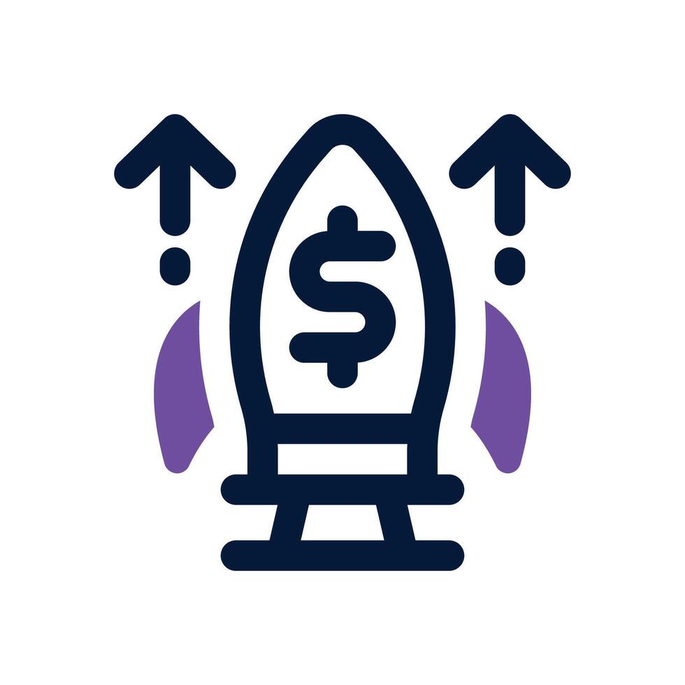 rocket launch dual tone icon. Sleek and modern icon for websites and mobile apps. vector