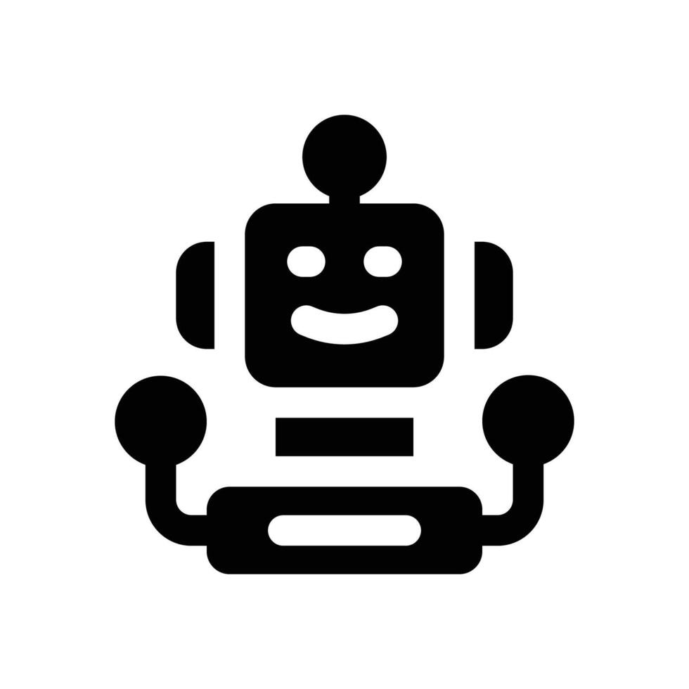 robot analysis glyph icon. Strong and solid icon for websites and mobile apps. vector