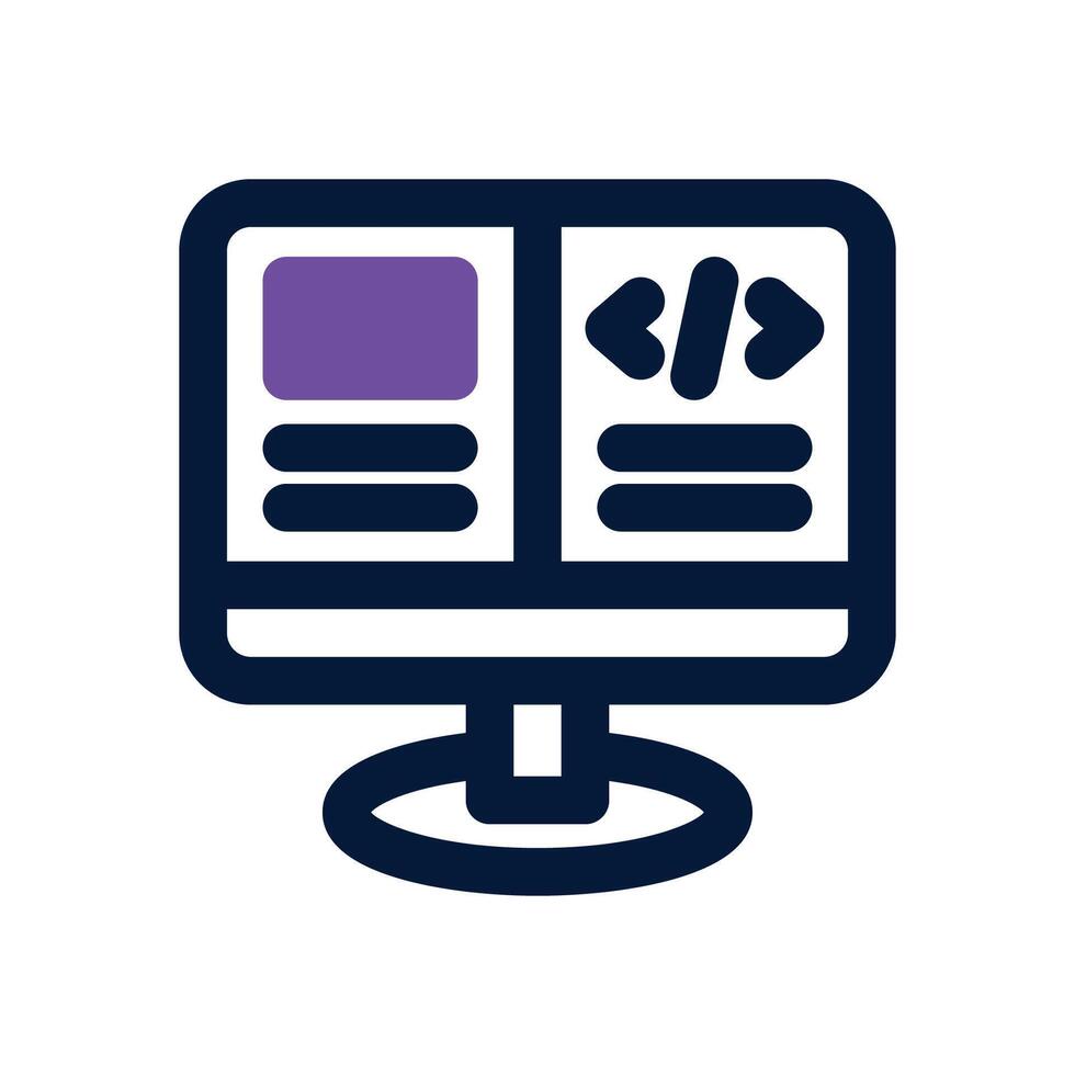 front end dual tone icon. Sleek and modern icon for websites and mobile apps. vector