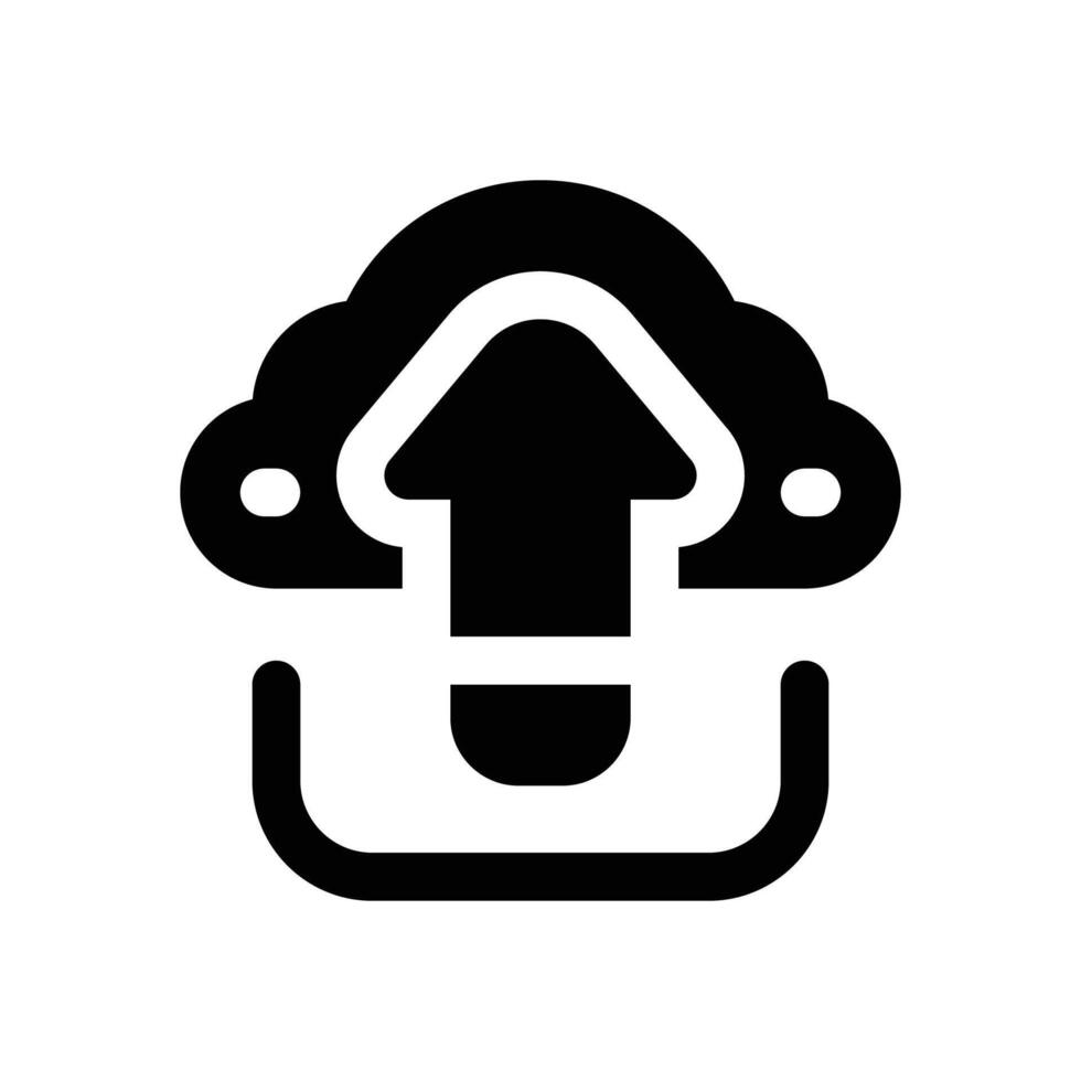cloud upload glyph icon. Strong and solid icon for websites and mobile apps. vector