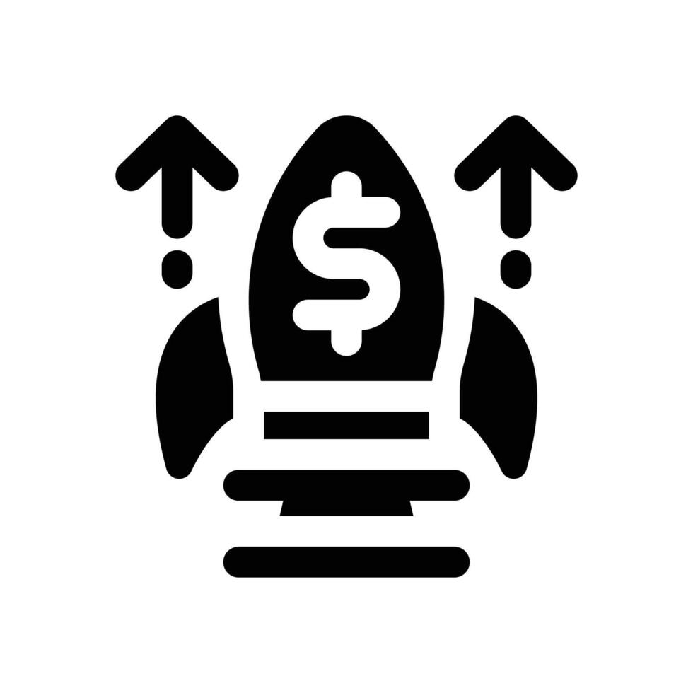 rocket launch glyph icon. Strong and solid icon for websites and mobile apps. vector