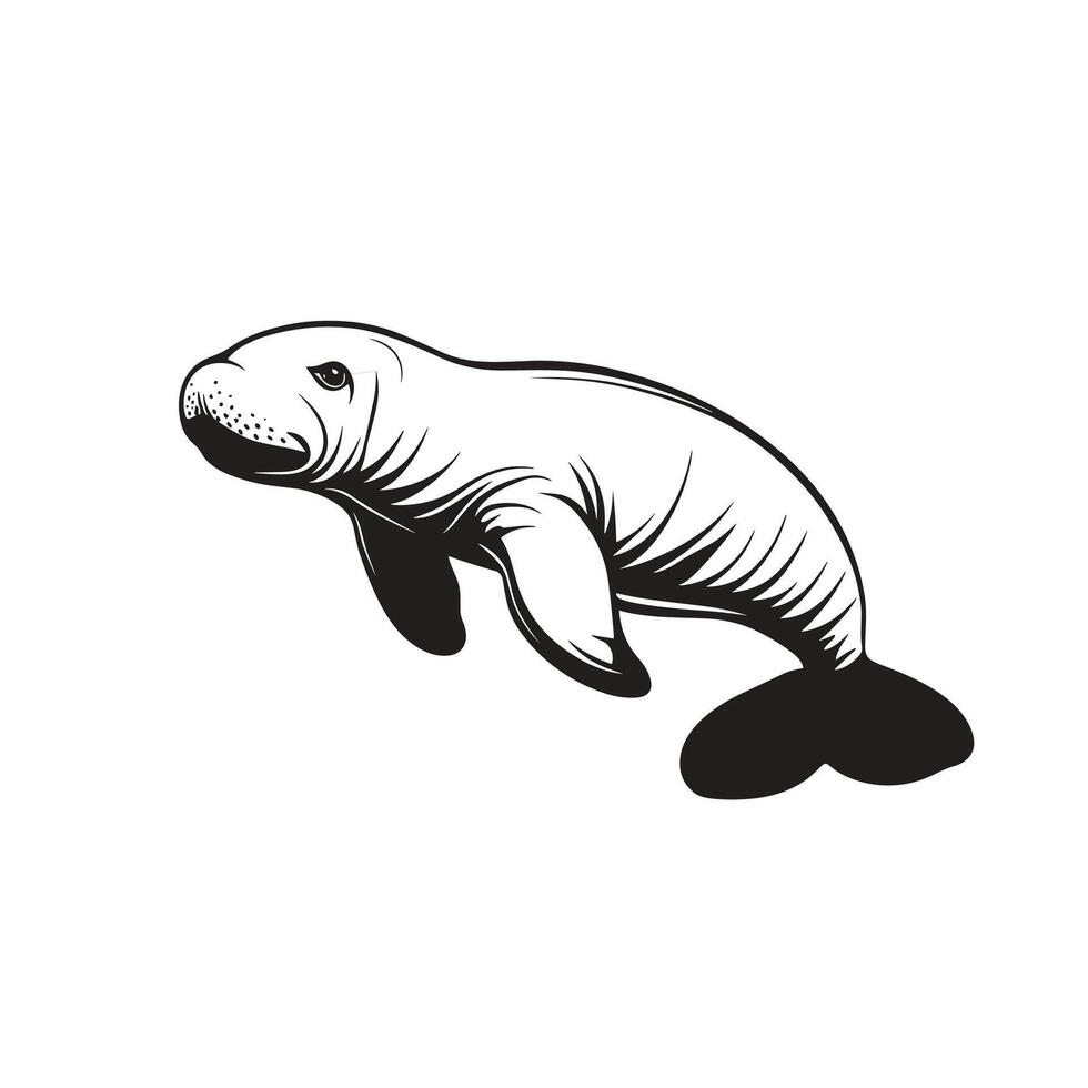 Minimalist Of Manatee Illustration for Branding vector