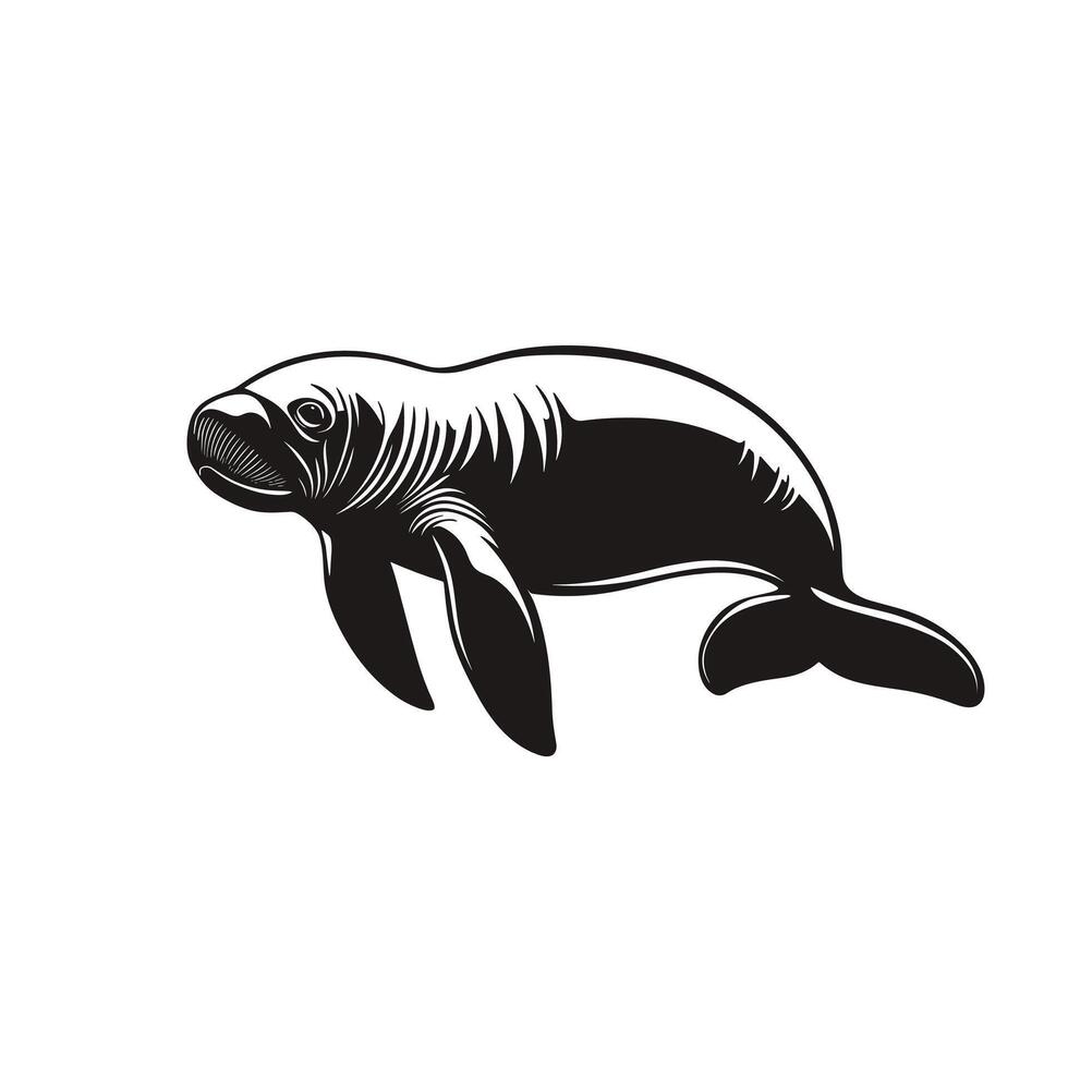 Creative Of Manatee Illustration with Subtle Texture vector