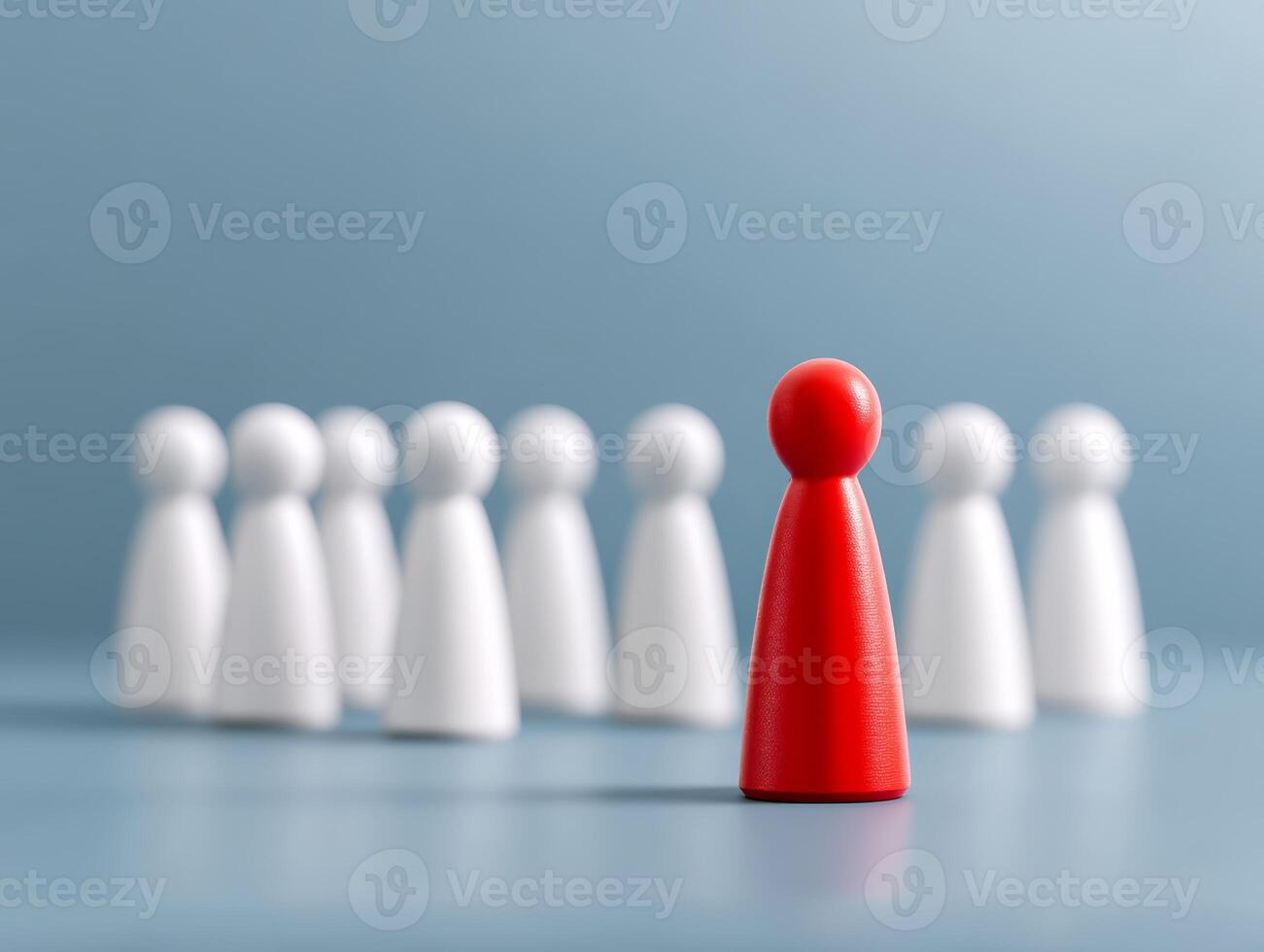 Red Pawn Leading White Pawns photo
