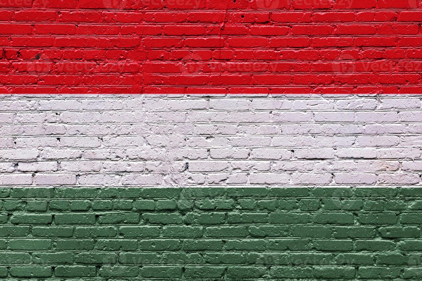 hungary Red Brick Wall with White Background and Textured Surface photo