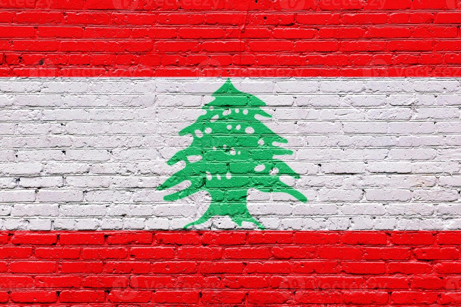lebanon Christmas tree on a red brick wall with textured and grunge elements photo