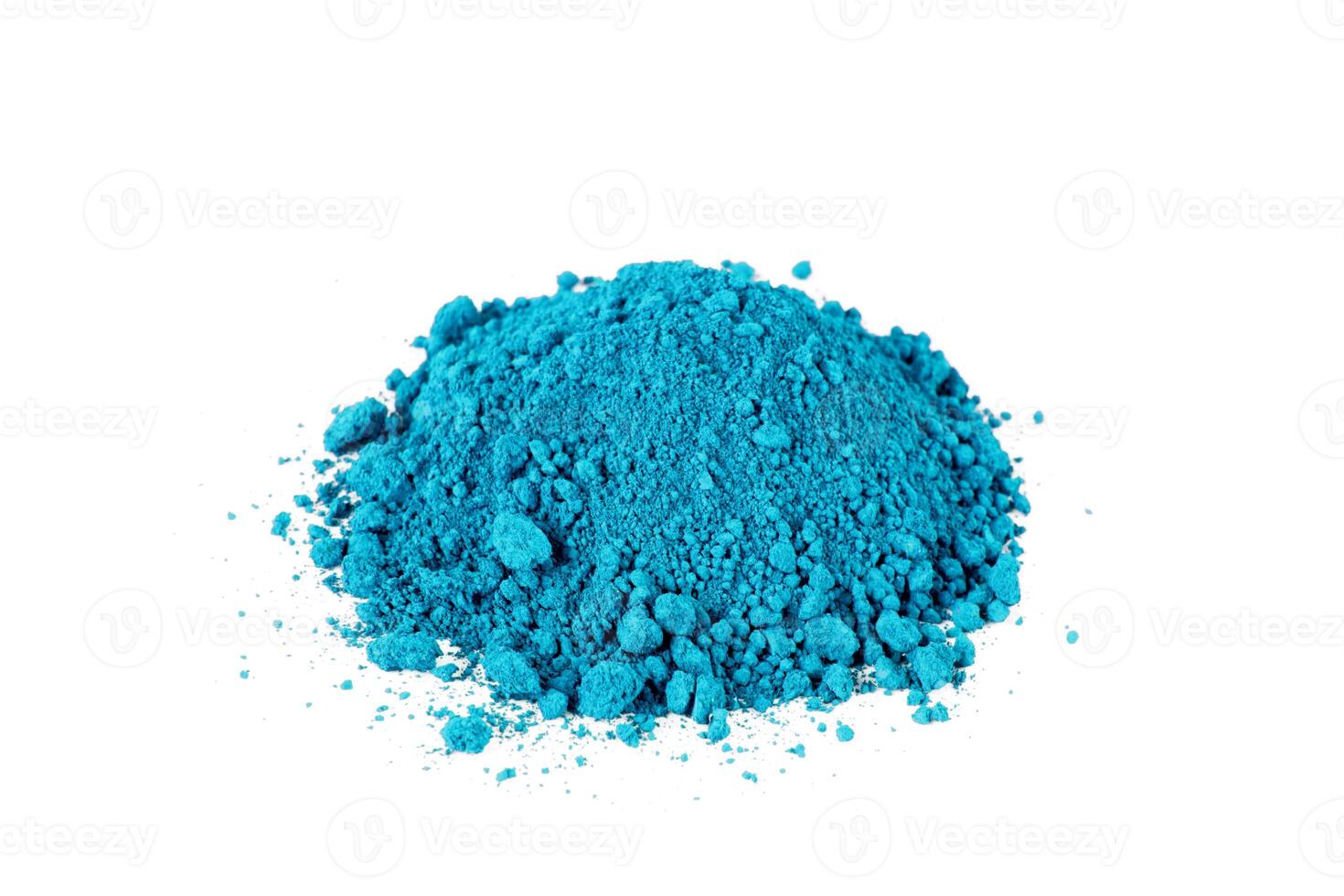 Bright blue Turquoise Powder Used in Art and Crafts Displayed on a White Background photo
