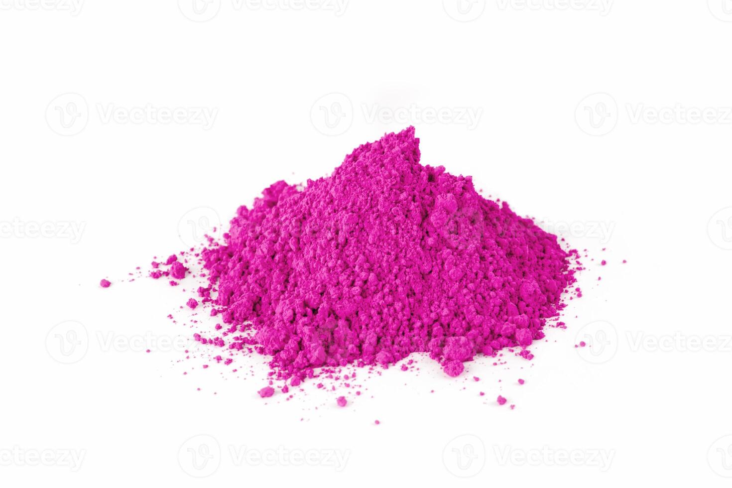 Bright Magenta Powder With Gardening Tool on White Background Showcasing Vibrant Color photo