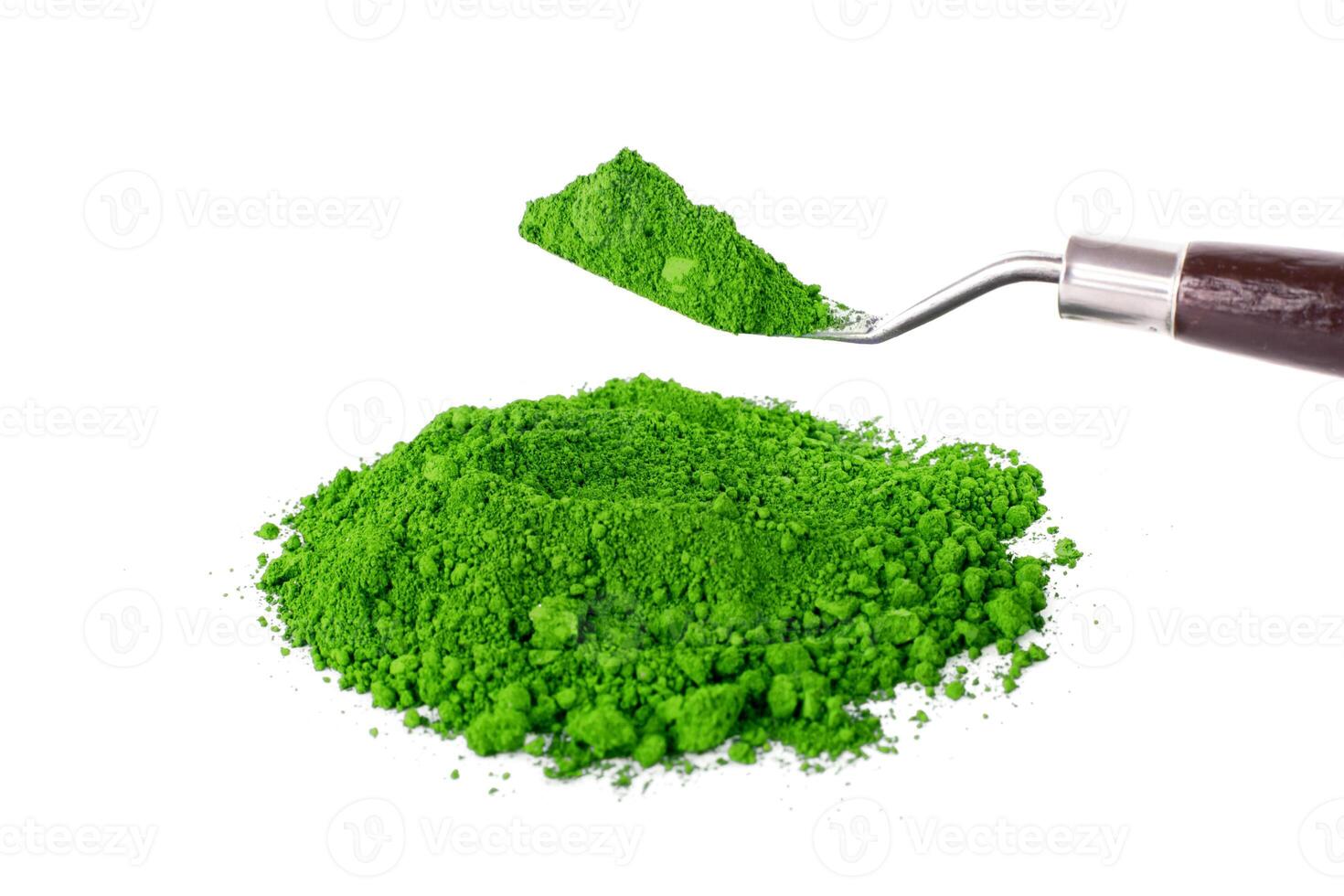 Vibrant Green Powder Created From Finely Ground Natural Ingredients for Culinary photo